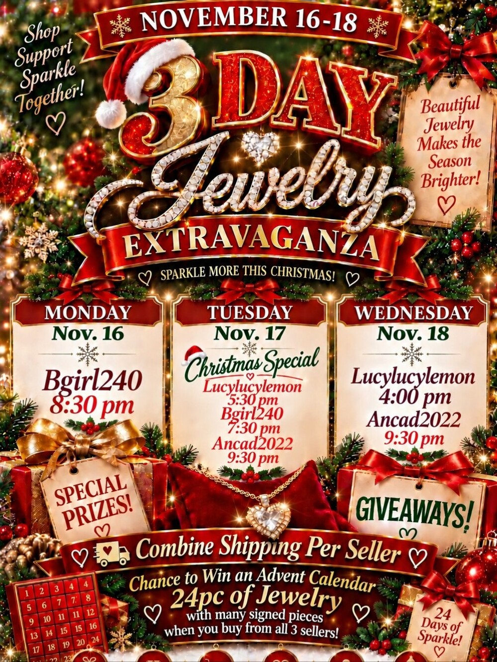 3-Day Jewelry Extravaganza! 3 Special Hosts!